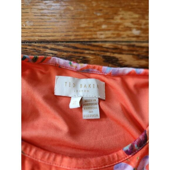 Ted Baker Joelia Floral red Knit Midi Dress Ted Size 2 (US 6) - Picture 3 of 5